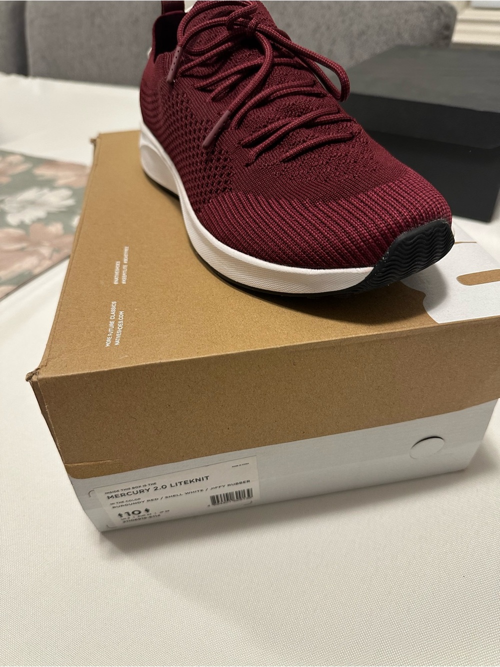 Native Women's Mercury 2.0 Liteknit Burgundy/White Athletic Sneaker
